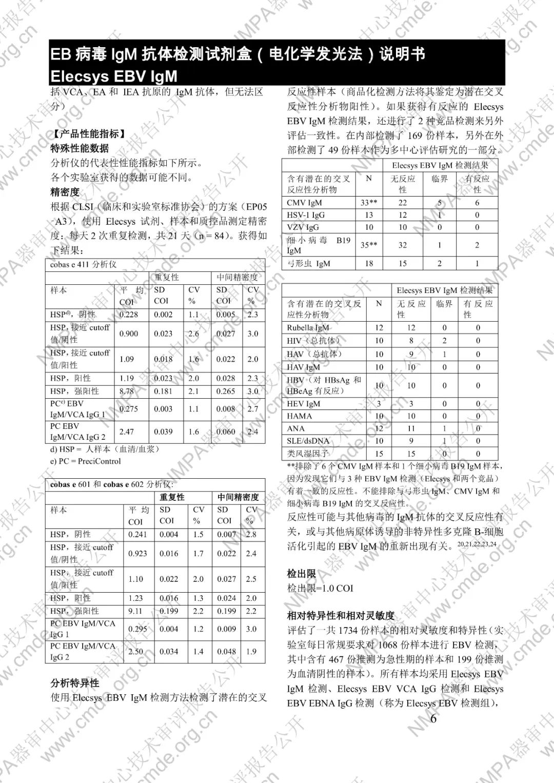 羅氏EB病毒IgM抗體檢測試劑盒（電化學發(fā)光法）三類IVD新品審評報告公開(圖19)